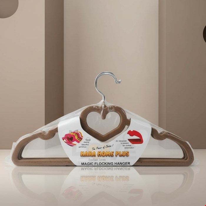 چوب لباسی مخمل طرح قلبی سایز بزرگسال